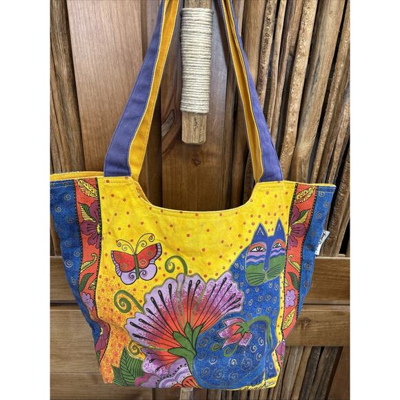 LAUREL BURCH Feline Large Cats Art Medium Travel Tote Handbag Purse Art - Picture 1 of 8